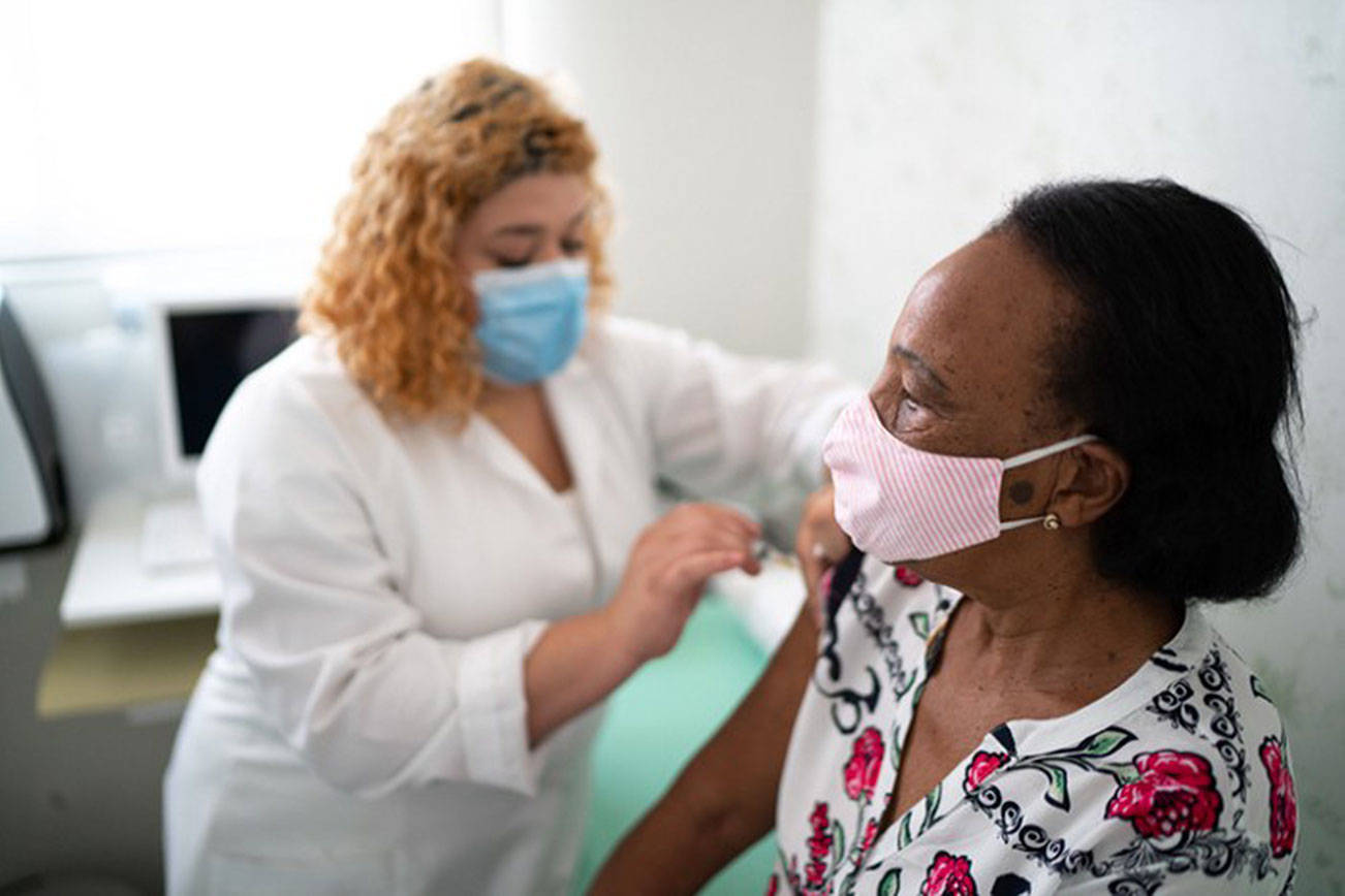 Woman getting flu shot