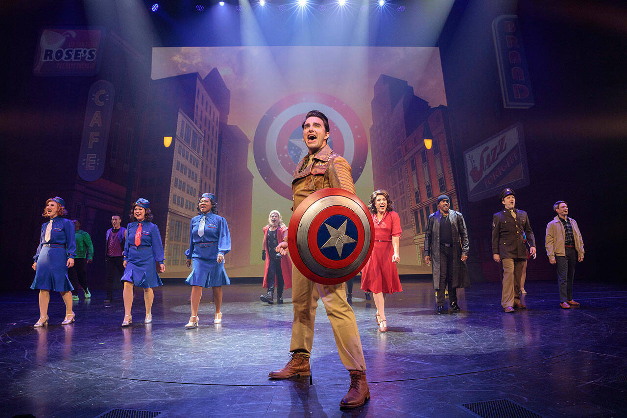 As part of the Disney100 celebration, Disneyland Resort presents “Rogers: The Musical” – an all-new, one-act musical theater production – at the Hyperion Theater in Disney California Adventure Park for a limited time, June 30 through Aug. 31, 2023. A classic tale of heroes, time travel and romance, the approximately 30-minute show features a talented cast of singers and dancers telling the story of Steve Rogers – Captain America, joined by Peggy Carter, Nick Fury and select members of the Avengers. (Sean Teegarden/Disneyland Resort)